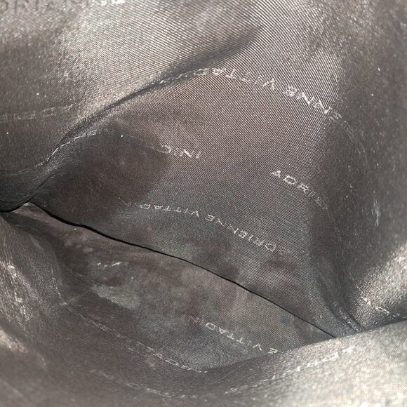 VTG ADRIENNE VITTADINI SIGNATURE SHOULDER HOBO  TOTE BAG BROWN LEATHR TRIM 3CMPT - Picture 7 of 8